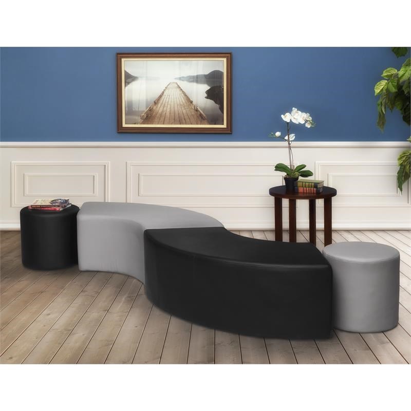 Regency Aurora Lounge and Classroom Curved Ottoman With Gray Upholstery