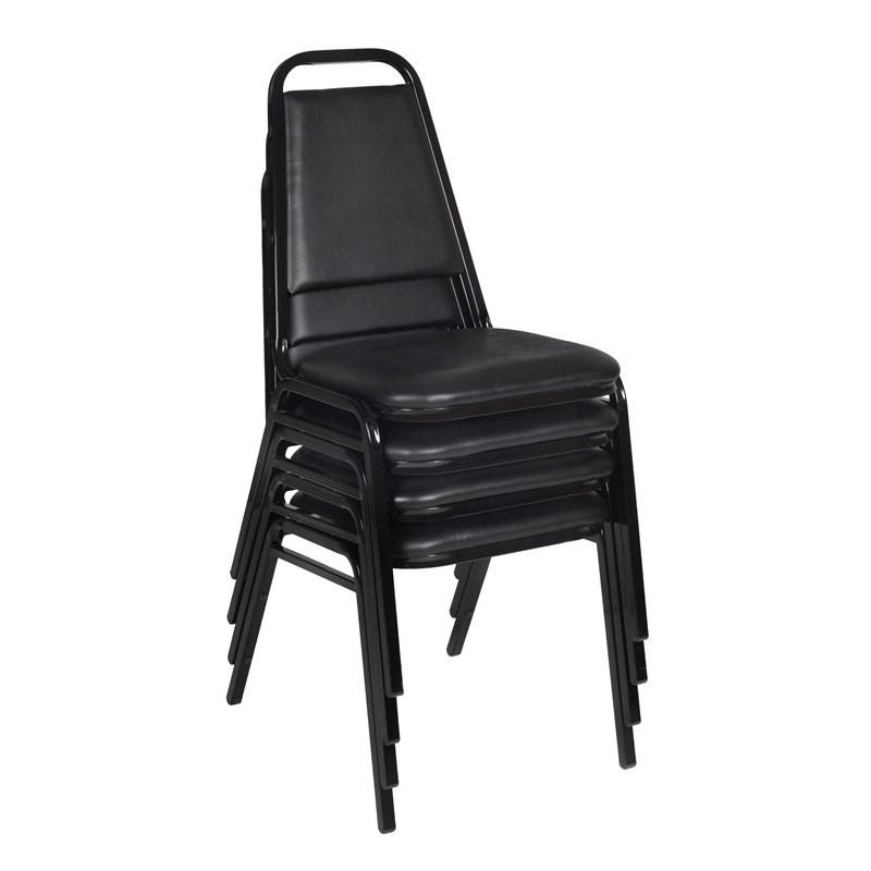 regency padded restaurant stacker stacking chair in black (set of 4