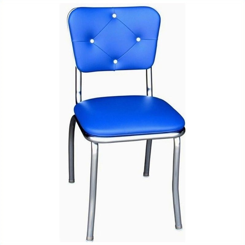 Richardson Seating Retro 1950s Button Tufted Diner  Dining Chair in Royal Blue