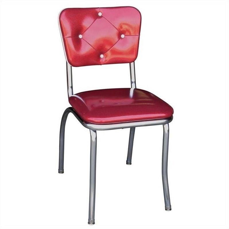 Richardson Seating Retro 1950s Button Tufted Diner  Dining Chair in Glittery Sparkle Red