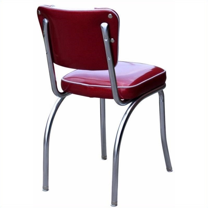 Richardson Seating Retro 1950s V-Back Diner Dining Chair in Glitter Sparkle Red and Glitter Silver