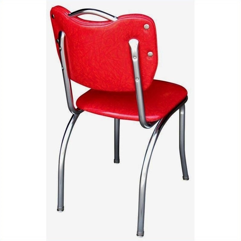 Richardson Seating Retro 1950s Handle Back Chrome Diner Dining Chair in Cracked Ice Red