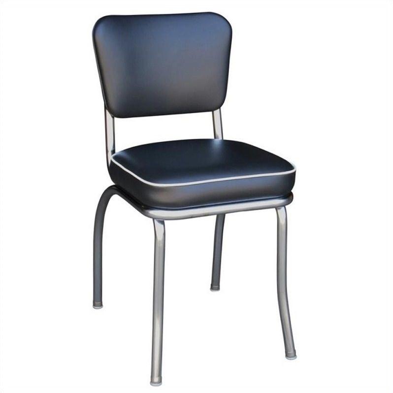 Richardson Seating Retro 1950s Chrome Diner  Dining Chair in Black
