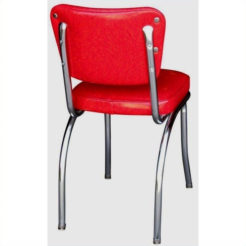 Richardson Seating Retro 1950s Chrome Diner  Dining Chair in Cracked Ice Red
