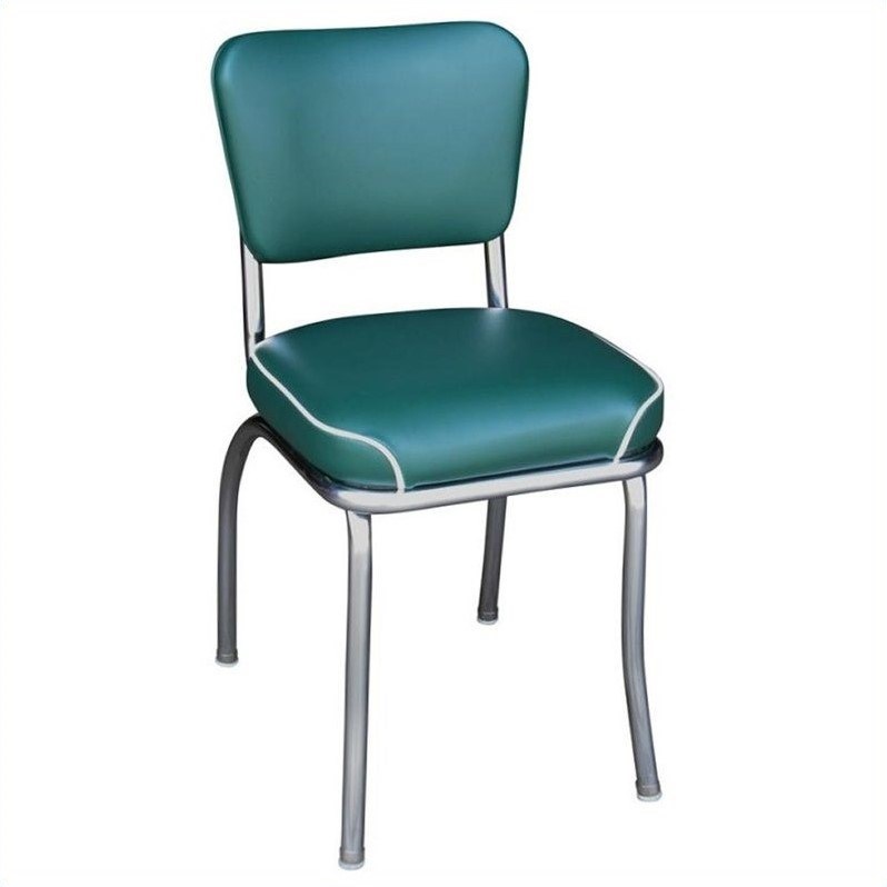 Richardson Seating Retro 1950s Chrome Waterfall Seat Diner  Dining Chair in Green