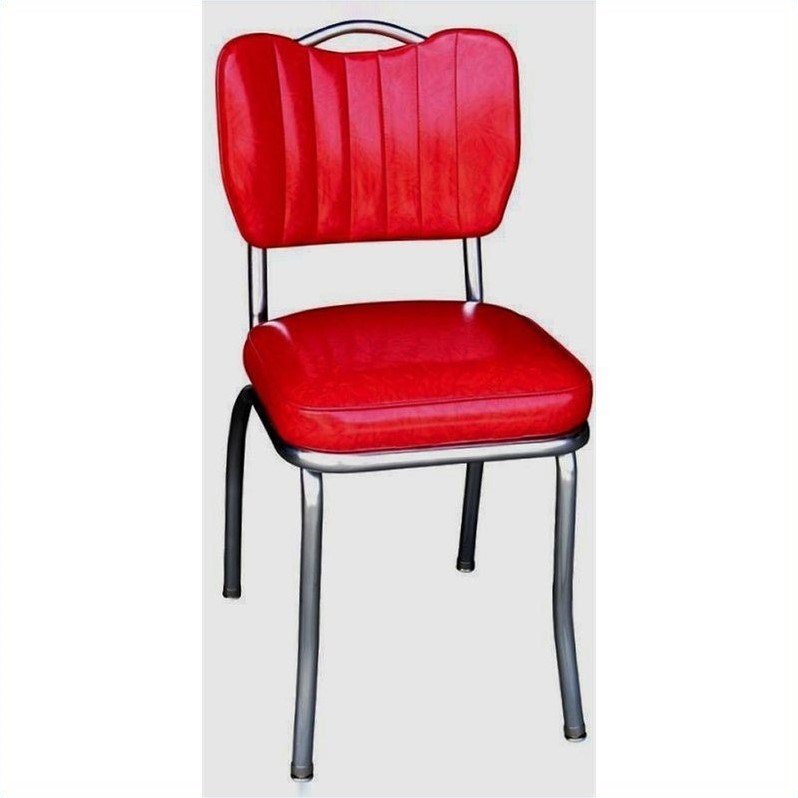 Richardson Seating Retro 1950s Handle Back Retro Kitchen Dining Chair in Cracked Ice Red