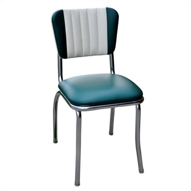 Richardson Seating Retro 1950s Two Tone Channel Back Diner Dining Chair in Green and White