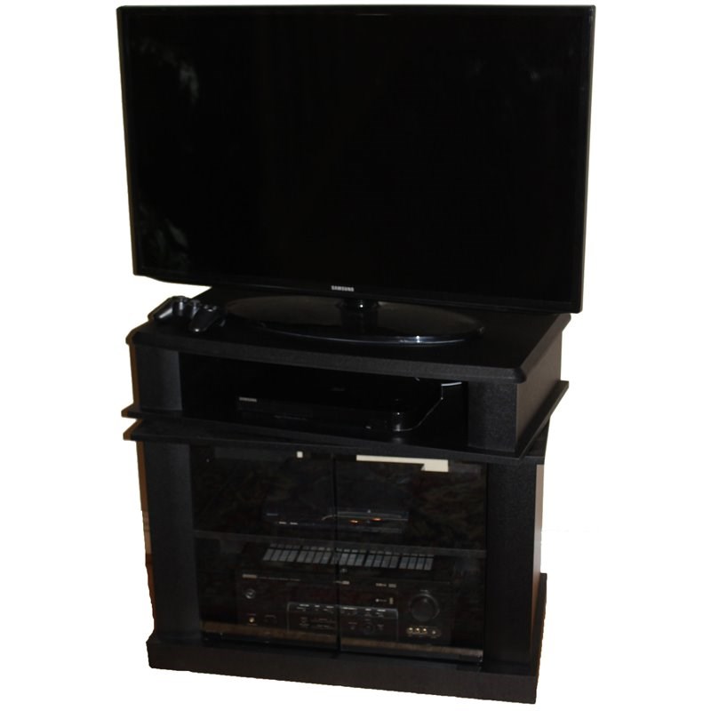 4D Concepts Wooden Swivel Top TV Cart in Black