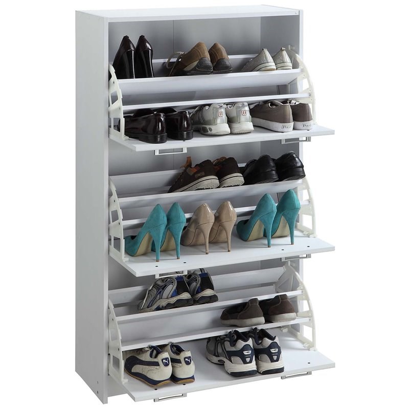 4D Concepts Sepulveda Deluxe Triple Wooden Shoe Cabinet in White