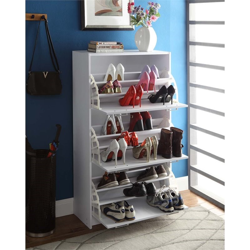 4D Concepts Sepulveda Deluxe Triple Wooden Shoe Cabinet in White