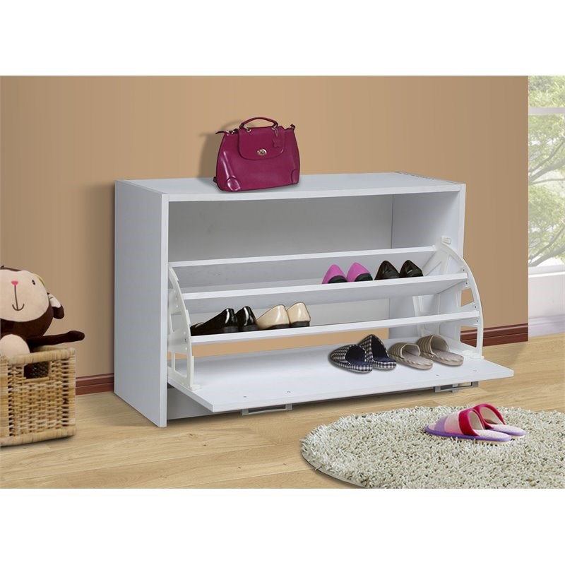 4D Concepts Sepulveda Deluxe Single Wooden Shoe Cabinet in White