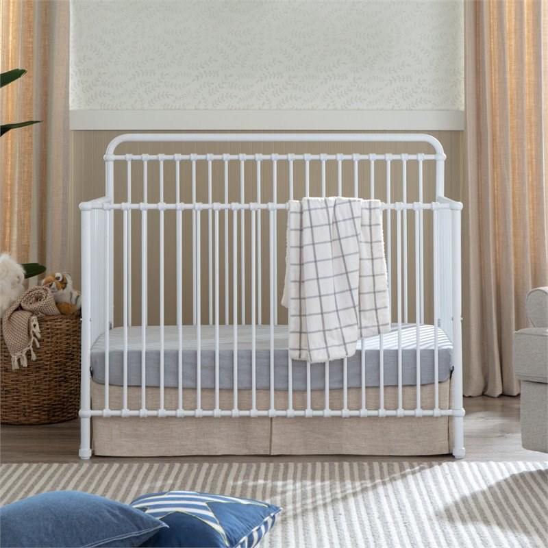 Million Dollar Baby Classic Winston 4in1 Convertible Iron Crib in Washed White Homesquare