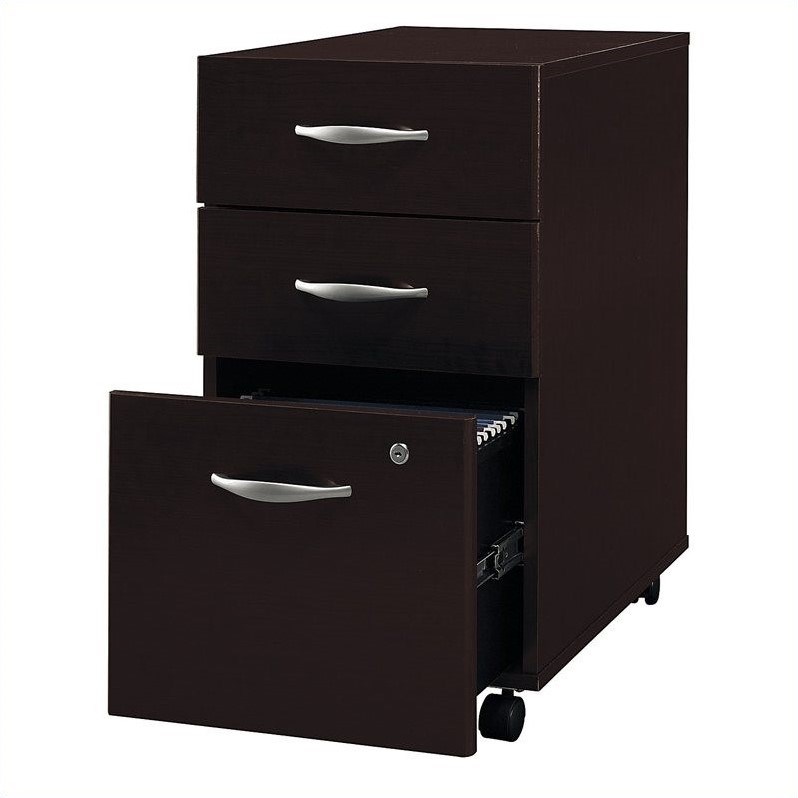 Bush Business Furniture Series C 3 Drawer Mobile File Cabinet in Mocha Cherry