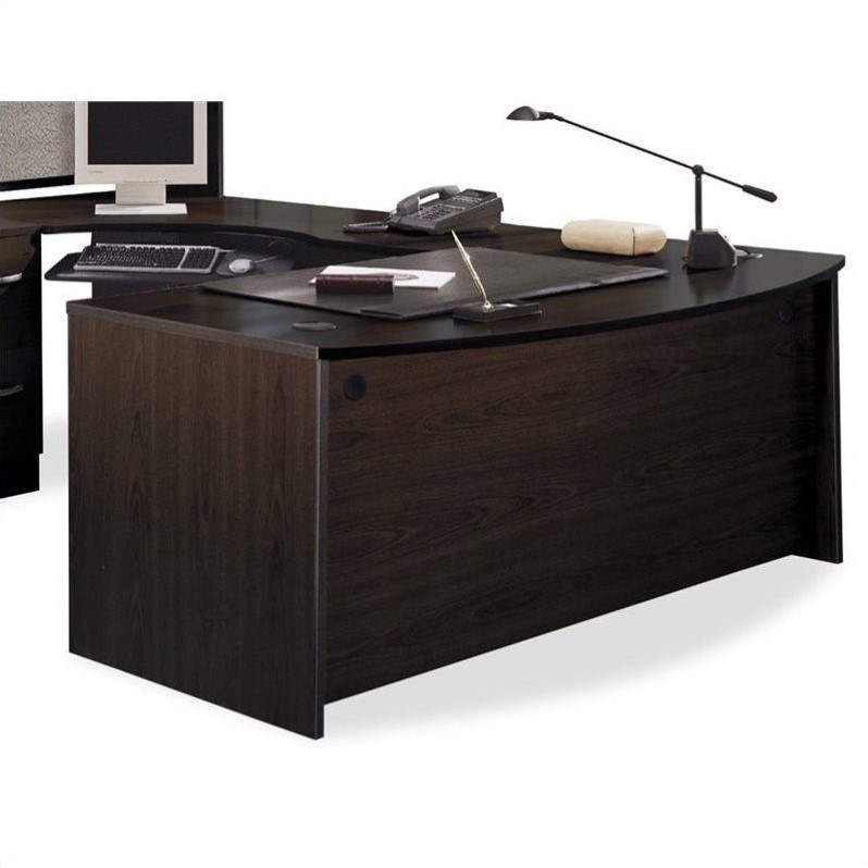 Bush Business Furniture Series C 3-Piece L-Shape Bow-Front Desk in Mocha Cherry