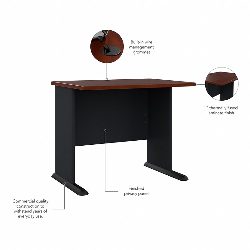 Series A 36W Office Desk in Hansen Cherry and Galaxy - Engineered Wood