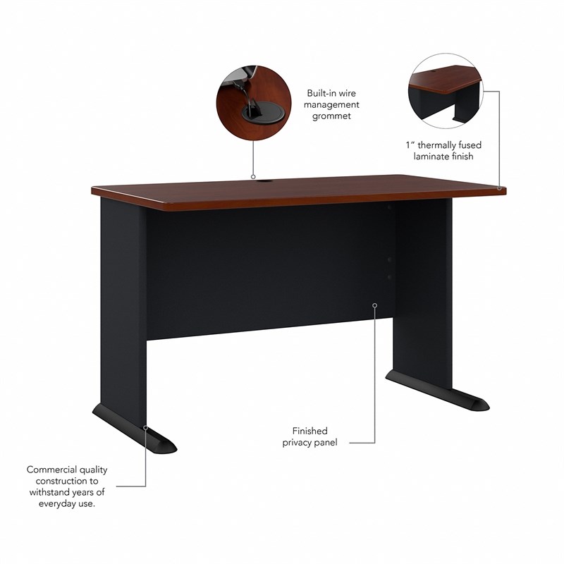 Series A 48W Office Desk in Hansen Cherry and Galaxy - Engineered Wood