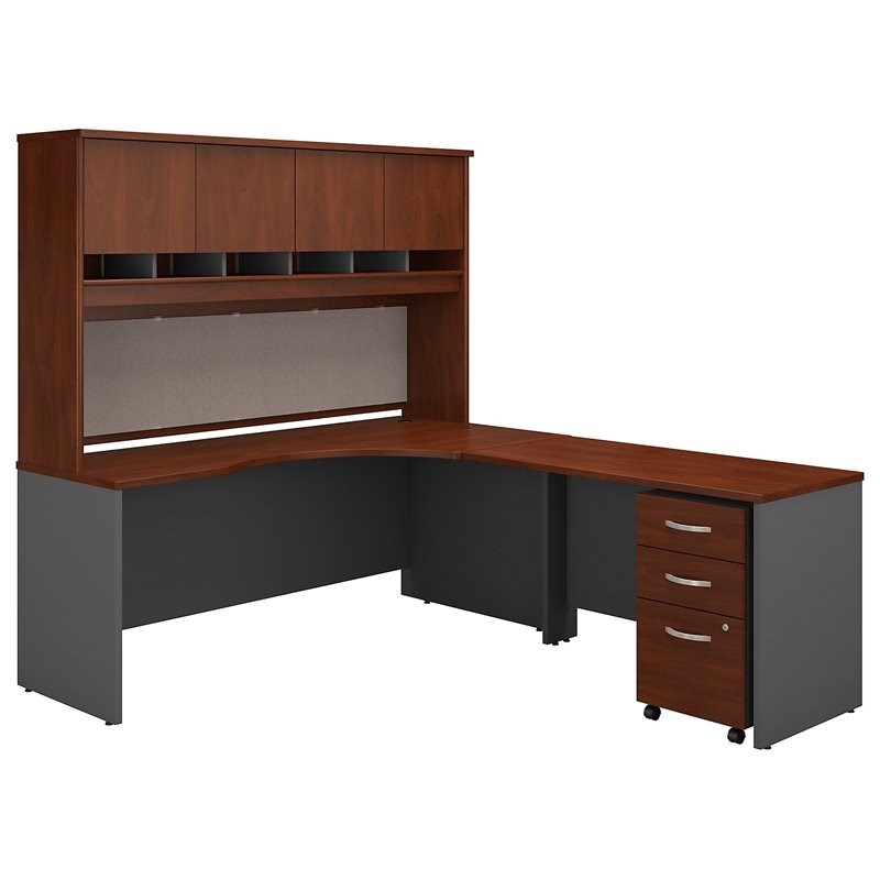 Series C Right Hand Corner Desk with Hutch and Mobile File Cabinet