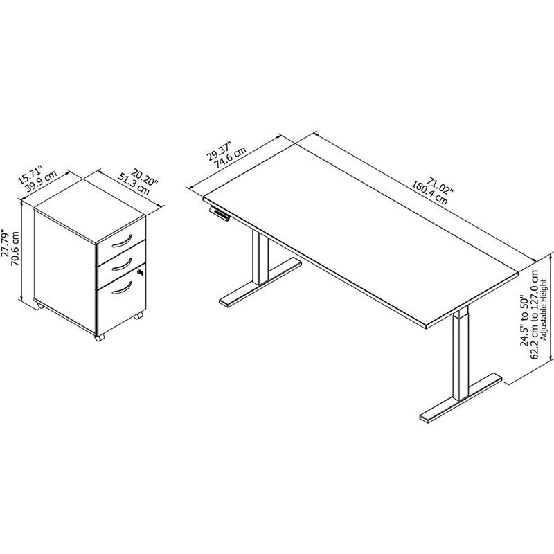 Move 60 Series 72W x 30D Adjustable Desk Set in Hansen Cherry - Engineered Wood