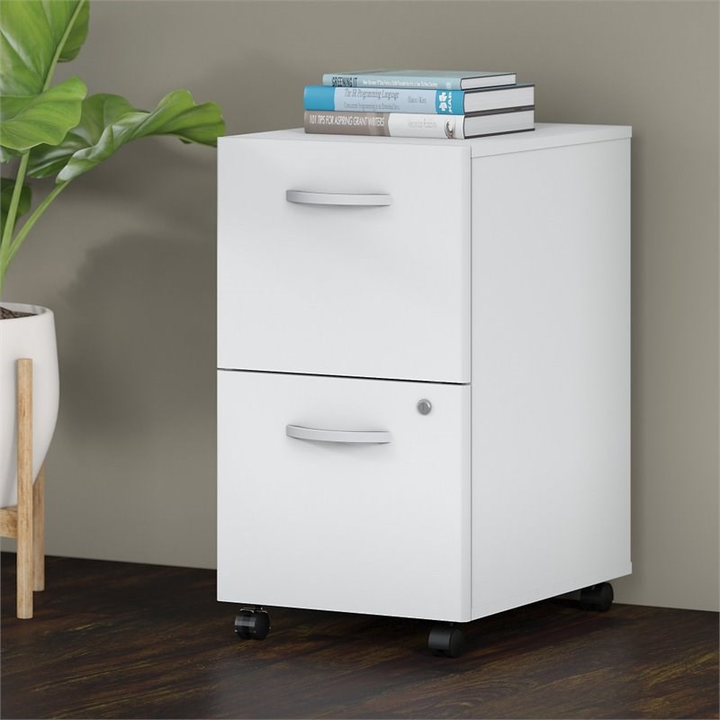 Studio C 2 Drawer Mobile File Cabinet in White - Engineered Wood
