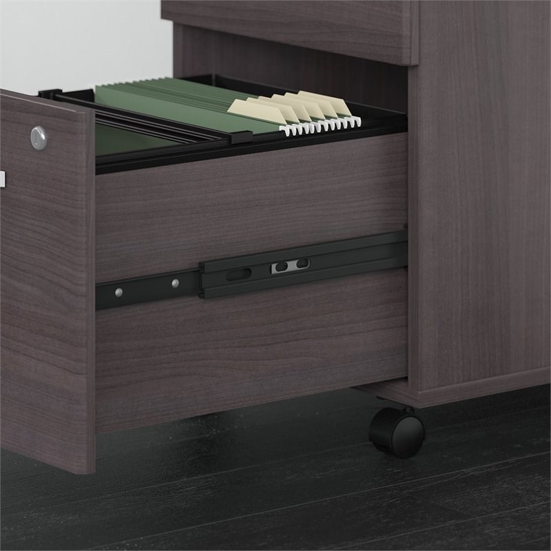 Studio C 72W x 36D U Desk with Hutch and Drawers in Storm Gray - Engineered Wood