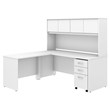 Studio C 72W L Shaped Desk with Hutch & Drawers in White - Engineered Wood