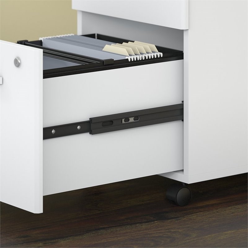 Studio C 72W L Shaped Desk with Drawers in White - Engineered Wood