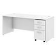 Studio C 72W Office Desk with File Cabinet in White - Engineered Wood