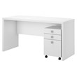 Echo by Kathy Ireland Bow Front Desk with Mobile File in White - Engineered Wood