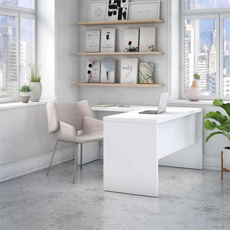 Echo L Shaped Desk in Pure White - Engineered Wood
