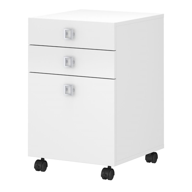 Echo 3 Drawer Mobile File Cabinet in Pure White - Engineered Wood
