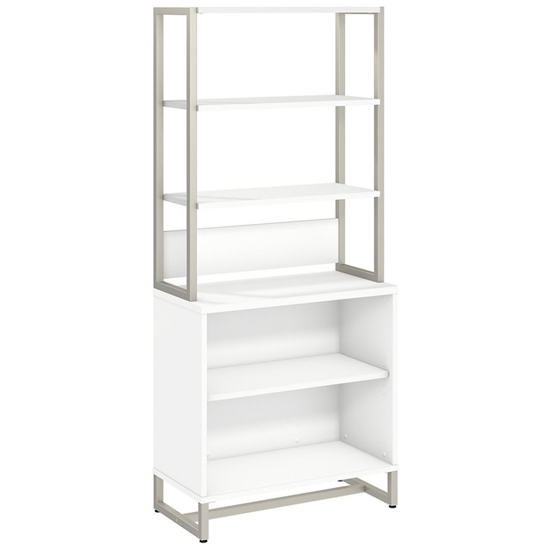 Bush Business Furniture Method by Kathy Ireland Bookcase with Hutch in White