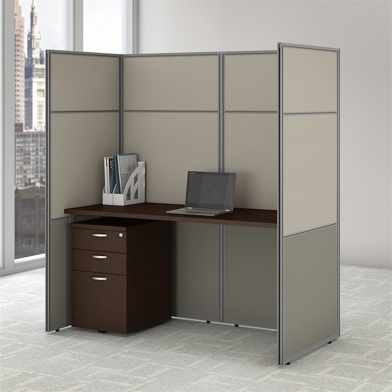 Bush Business Furniture Easy Office Cubicle with File Cabinet and Closed Panels