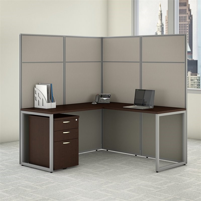 Bush Business Furniture Easy Office 60W L Shaped Cubicle Desk with File Cabinet