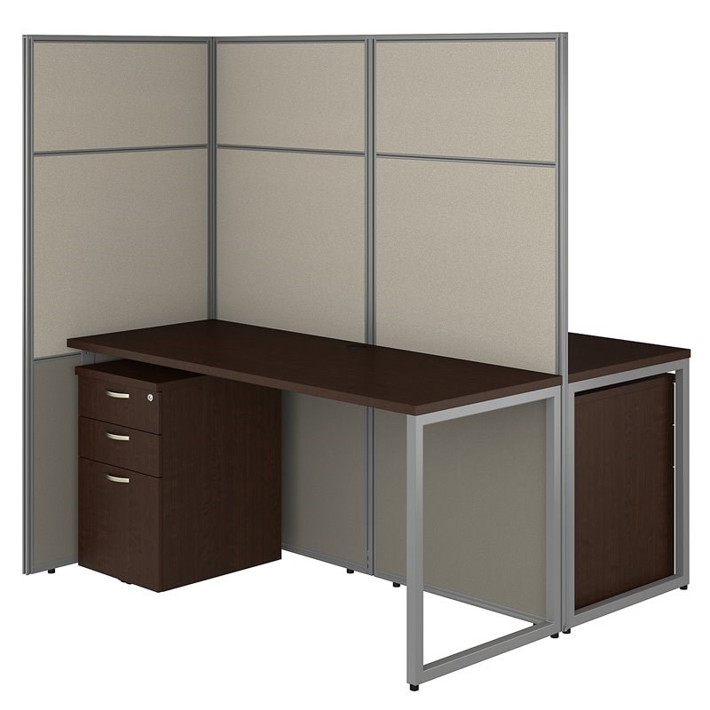 Bush Business Furniture Easy Office 60W 2 Person Cubicle Desk with File Cabinets