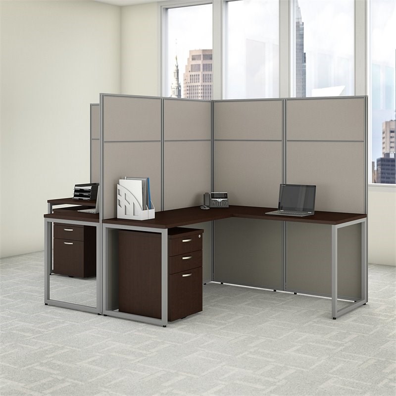 Bush Business Furniture Easy Office 60W 2 Person L Shaped Cubicle with Storage