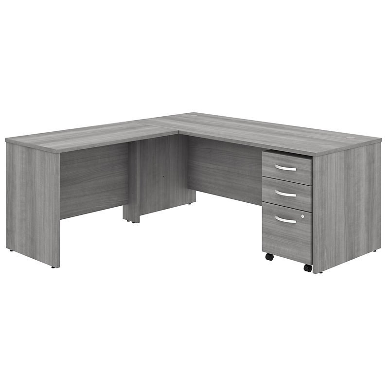 Studio C 72W L Shaped Desk with Mobile File Cabinet in Gray - Engineered Wood