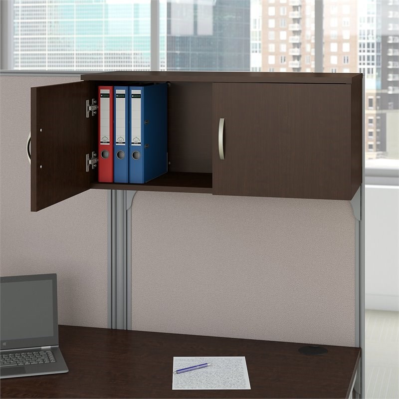 Office in an Hour 2 Person Cubicle in Mocha Cherry - Engineered Wood