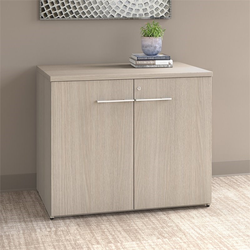 office 500 36w storage cabinet with doors in sand oak - engineered wood ...