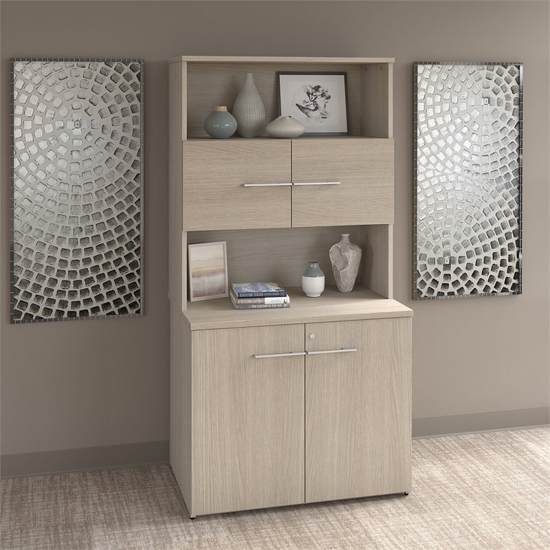 office 500 tall storage cabinet with doors in sand oak - engineered ...