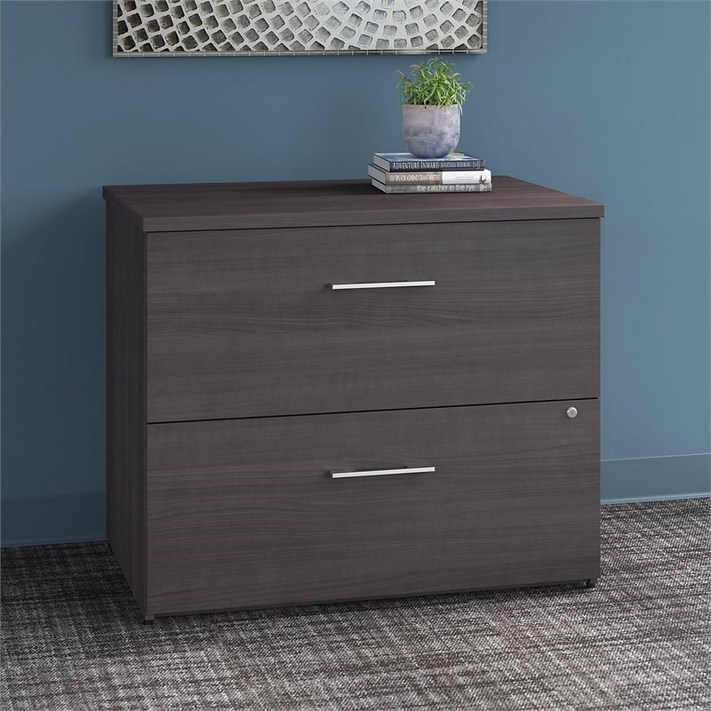 Office 500 36W 2 Drawer Lateral File Cabinet in Storm Gray - Engineered Wood