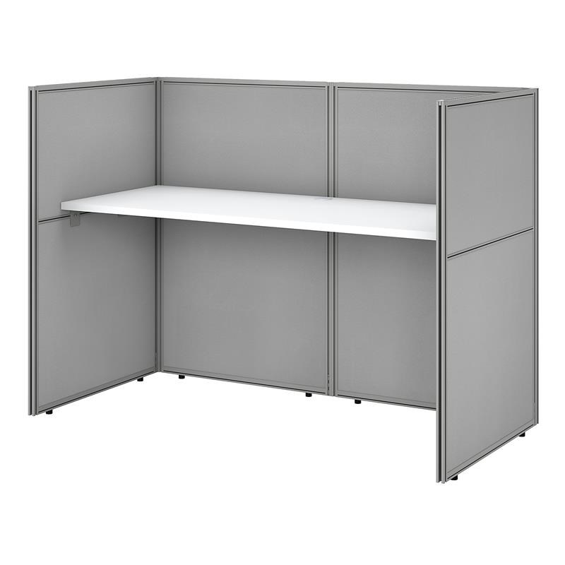 Easy Office 60W Cubicle Desk with 45H Closed Panels in White - Engineered Wood