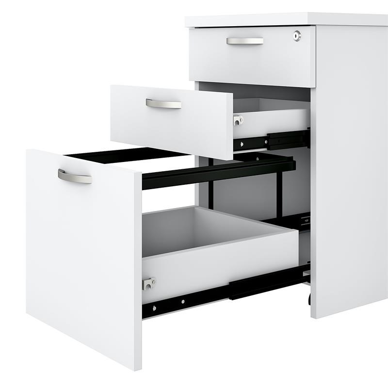 Easy Office 3 Drawer Mobile File Cabinet in Pure White - Engineered Wood