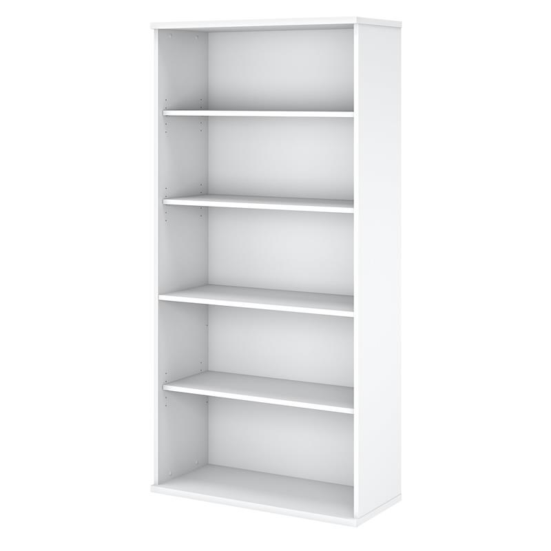 Easy Office 5 Shelf Bookcase in Pure White - Engineered Wood