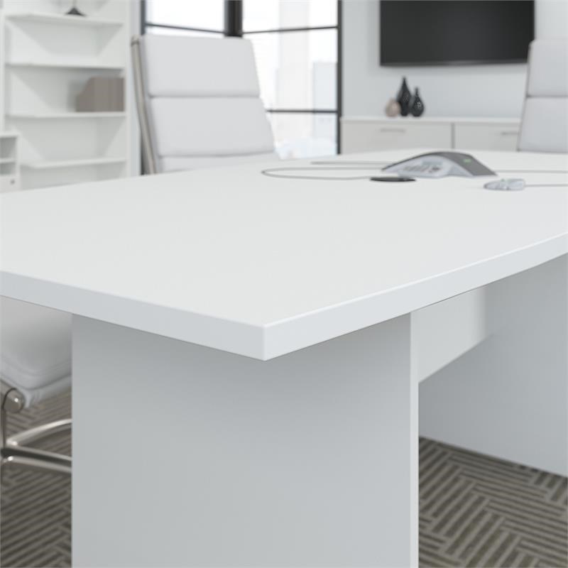 120W x 48D Conference Table with Wood Base in White - Engineered Wood