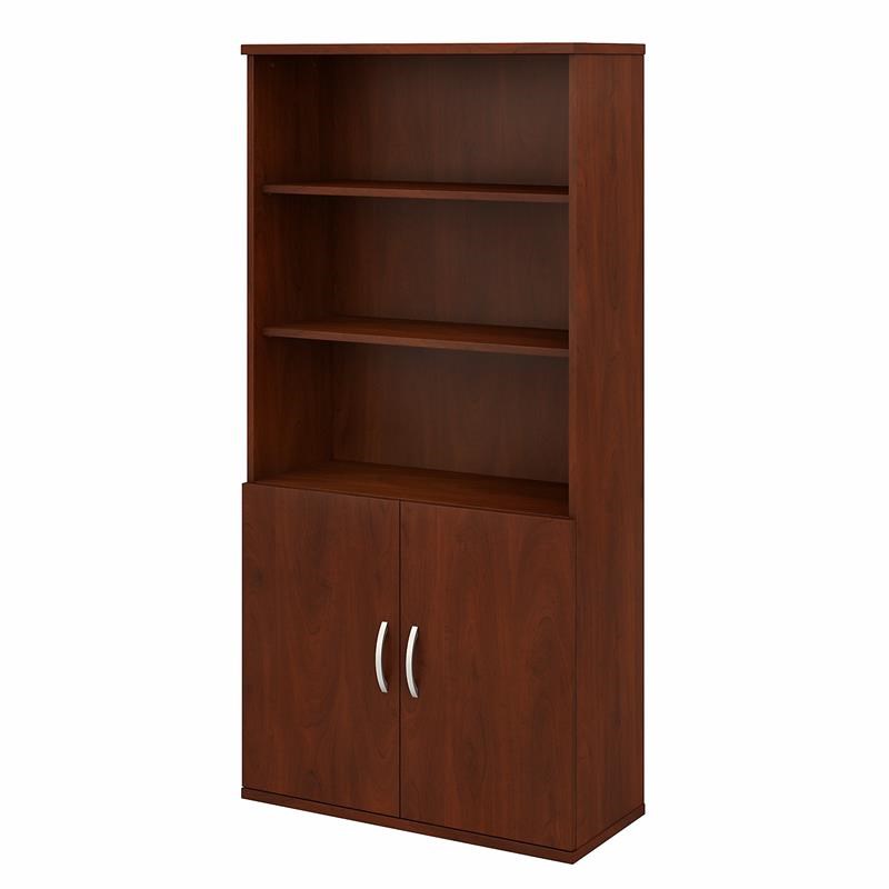 Studio C 5 Shelf Bookcase with Doors in Hansen Cherry - Engineered Wood