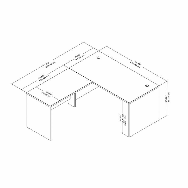 Studio C 60w L Shaped Desk With 42w Return In Platinum Gray 