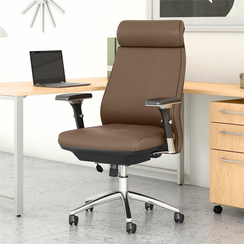 Metropolis High Back Executive Office Chair in Saddle Tan - Bonded Leather