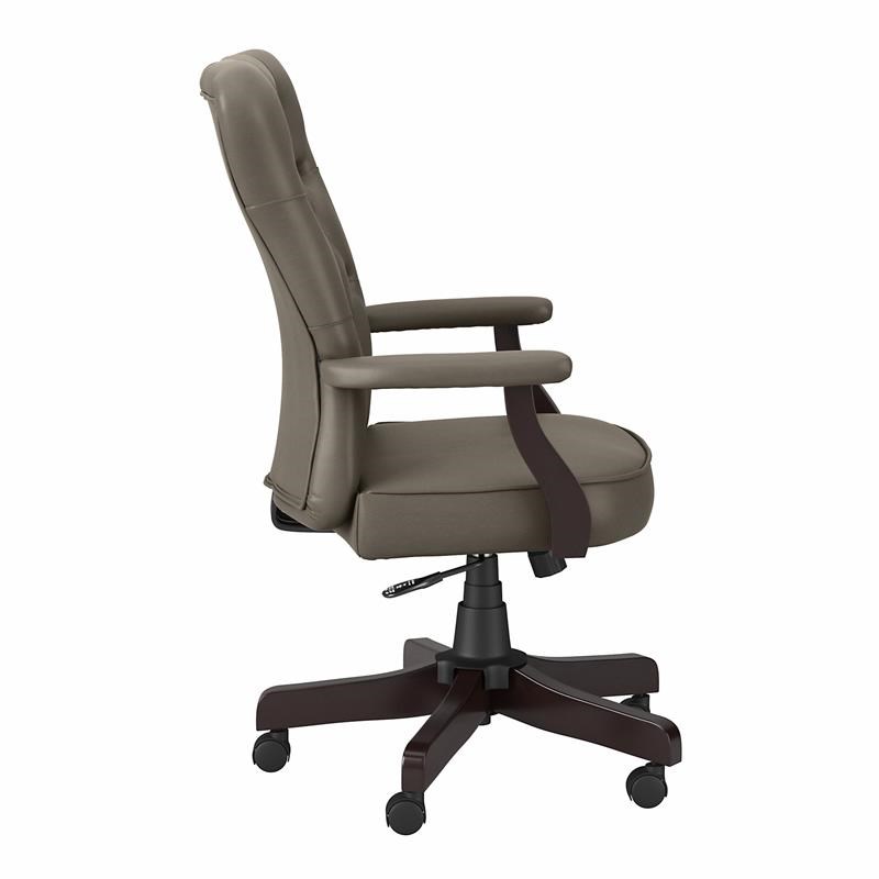 Arden Lane High Back Tufted Office Chair with Arms in Washed Gray Bonded Leather