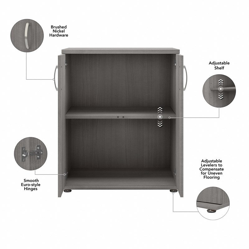 Universal Floor Storage Cabinet with Doors in Platinum Gray - Engineered Wood