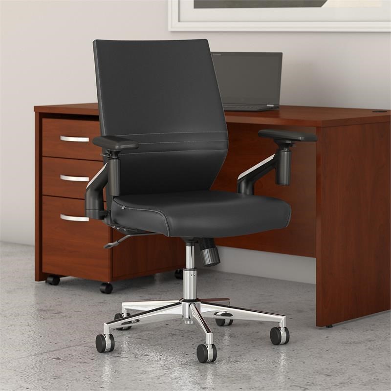 Move 60 Series Mid Back Leather Office Chair in Black - Bonded Leather